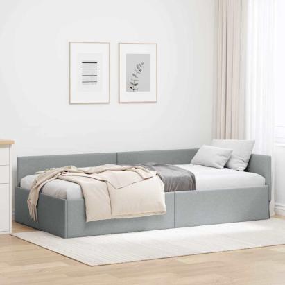 Cadru de pat colțar cu headboard Gri deschis 80 x 200 cm GartenMobel Dekor