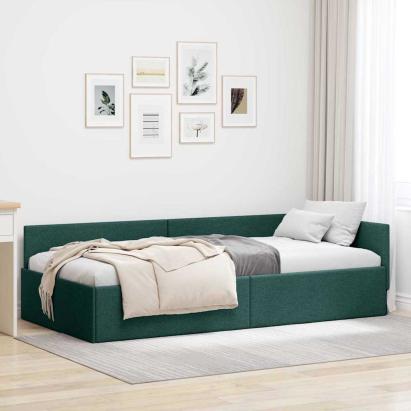 Cadru de pat colțar cu headboard Verde închis 80 x 200 cm GartenMobel Dekor