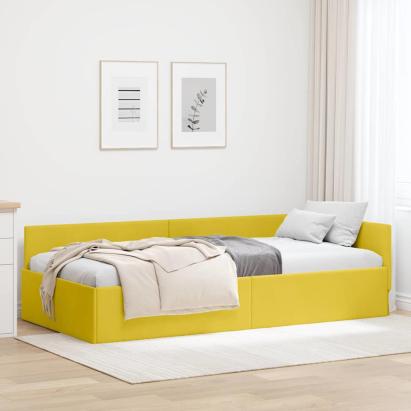 Cadru de pat colțar Altele cu headboard Galben 90 x 190 cm GartenMobel Dekor