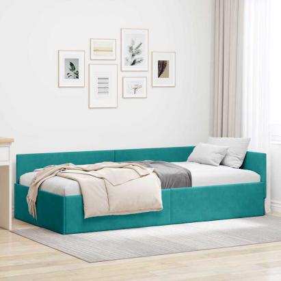 Cadru de pat colțar Altele cu headboard Turcoaz 90 x 190 cm GartenMobel Dekor