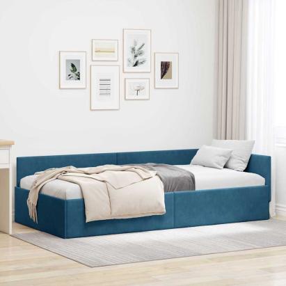 Cadru de pat colțar Altele cu headboard albastru 100 x 200 cm GartenMobel Dekor