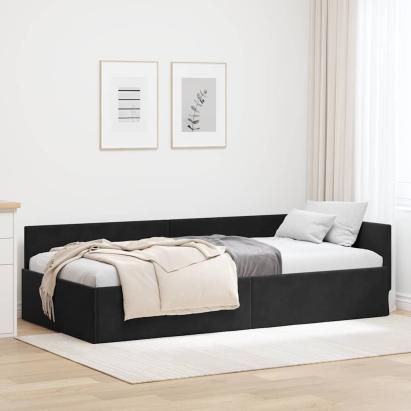 Cadru de pat colțar Altele cu headboard Negru 100 x 200 cm GartenMobel Dekor