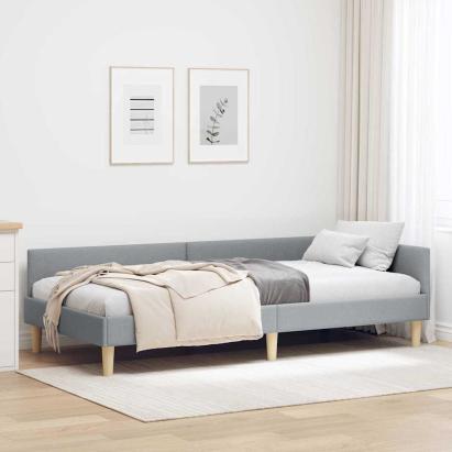 Cadru de pat colțar Altele cu headboard Gri deschis 90 x 190 cm GartenMobel Dekor