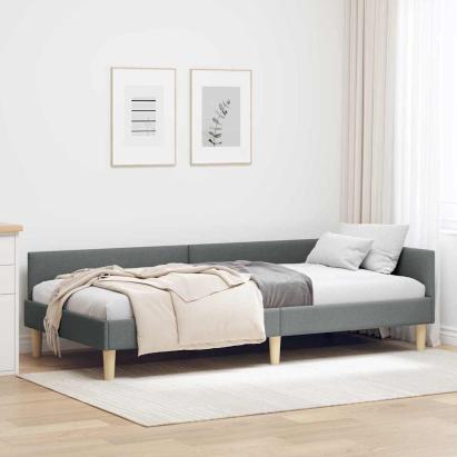 Cadru de pat colțar Altele cu headboard Gri închis 90 x 190 cm GartenMobel Dekor