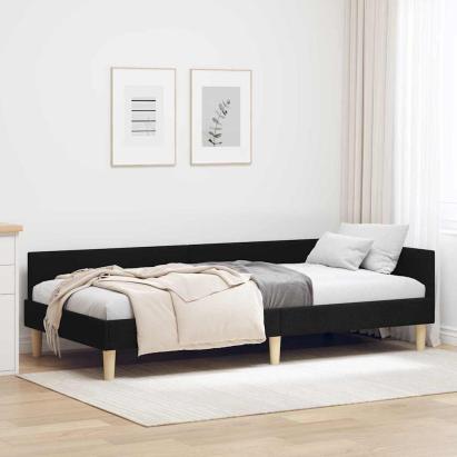 Cadru de pat colțar Altele cu headboard Negru 90 x 190 cm GartenMobel Dekor