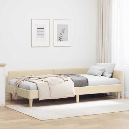 Cadru de pat colțar Altele cu headboard Manual Crem 90 x 190 cm GartenMobel Dekor