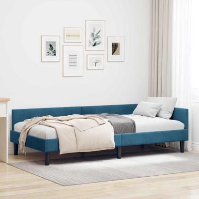 Cadru de pat colțar cu headboard Manual albastru 80 x 200 cm GartenMobel Dekor