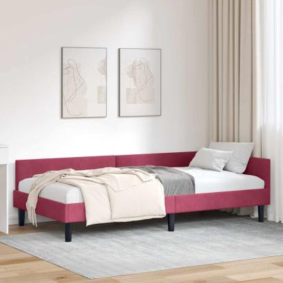 Cadru de pat colțar bordo 90 x 200 cm Catifea și lemn laminat GartenMobel Dekor