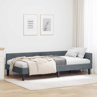 Cadru de pat colțar cu headboard Manual Gri închis 100 x 200 cm GartenMobel Dekor