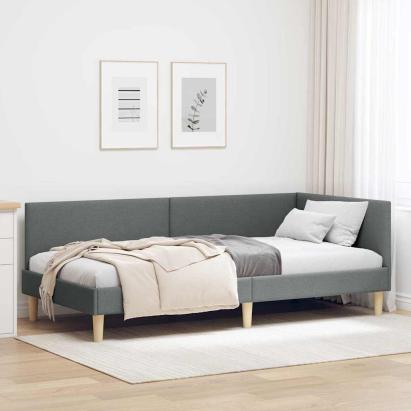 Cadru de pat colțar Altele cu headboard Gri închis 80 x 200 cm GartenMobel Dekor