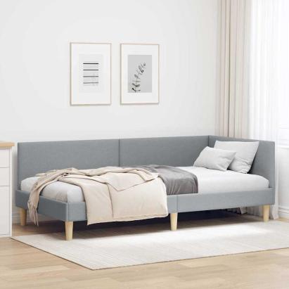 Cadru de pat colțar Altele cu headboard Gri deschis 90 x 190 cm GartenMobel Dekor