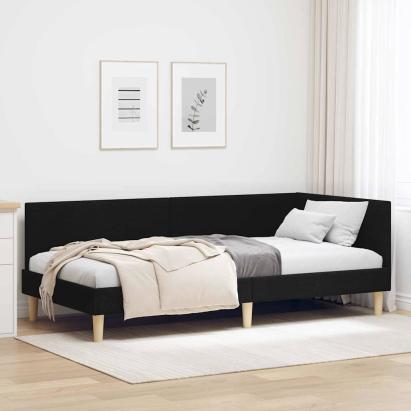 Cadru de pat colțar Altele cu headboard Negru 90 x 200 cm GartenMobel Dekor