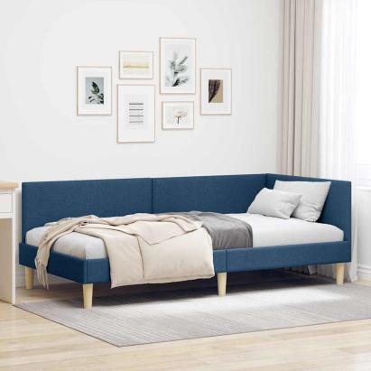 Cadru de pat colțar Altele cu headboard albastru 100 x 200 cm GartenMobel Dekor