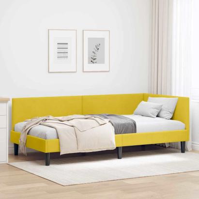 Cadru de pat colțar Altele cu headboard Galben 90 x 190 cm GartenMobel Dekor
