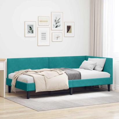 Cadru de pat colțar Altele cu headboard Turcoaz 90 x 190 cm GartenMobel Dekor