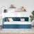 Cadru de pat colțar cu headboard albastru 90 x 200 cm Catifea GartenMobel Dekor