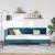 Cadru de pat colțar cu headboard albastru 90 x 190 cm Catifea GartenMobel Dekor