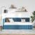 Cadru de pat colțar cu headboard albastru 90 x 190 cm Catifea GartenMobel Dekor