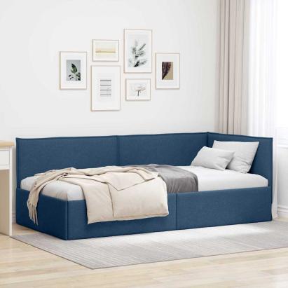 Cadru de pat colțar cu headboard albastru 80 x 200 cm țesătură GartenMobel Dekor