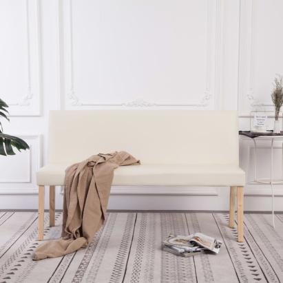 Bancă, crem, 139,5 cm, piele ecologică GartenMobel Dekor