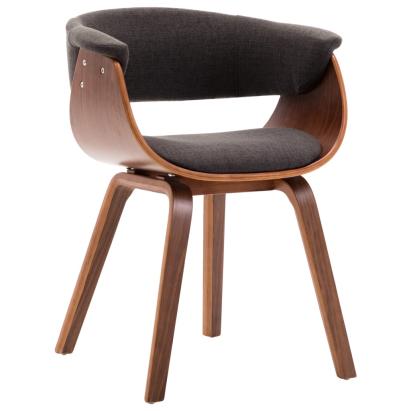 Scaun de bucătărie, gri, lemn curbat și material textil GartenMobel Dekor