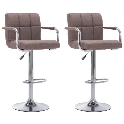 Scaune de bar, 2 buc., gri taupe, material textil GartenMobel Dekor