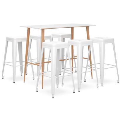Set mobilier de bar, 7 piese, alb GartenMobel Dekor