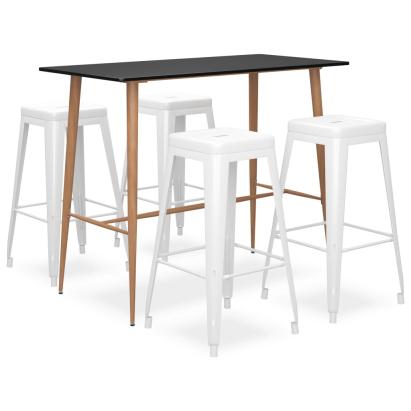 Set mobilier de bar, 5 piese, negru și alb GartenMobel Dekor