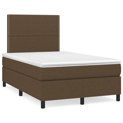 Pat box spring cu saltea, maro închis, 120x190 cm, textil GartenMobel Dekor