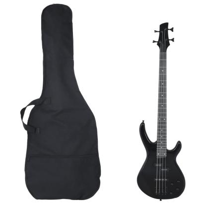 Chitara bass electrică începători, cu husă, negru, 4/4 46" GartenMobel Dekor
