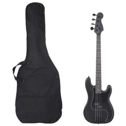 Chitara bass electrică începători, cu husă, negru, 4/4 46" GartenMobel Dekor