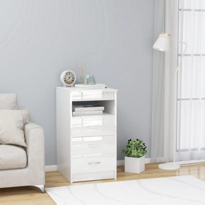 Dulap cu sertare, alb extralucios, 40x50x76 cm, lemn compozit GartenMobel Dekor