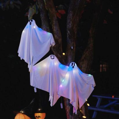 Fantoma de Halloween Suspendată 3 pcs Alb 52 x 62 cm Poliester GartenMobel Dekor