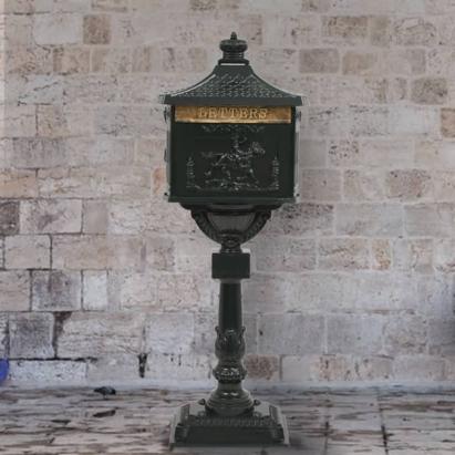 Cutie poștală cu picior, aluminiu, vintage, inoxidabil, verde GartenMobel Dekor