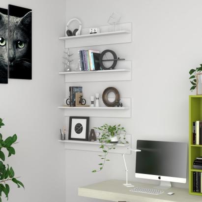 Rafturi de perete, 4 buc., alb, 80x11,5x18 cm, PAL GartenMobel Dekor