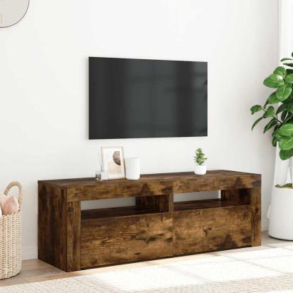Comodă TV cu lumini LED, stejar fumuriu, 120x35x40 cm GartenMobel Dekor