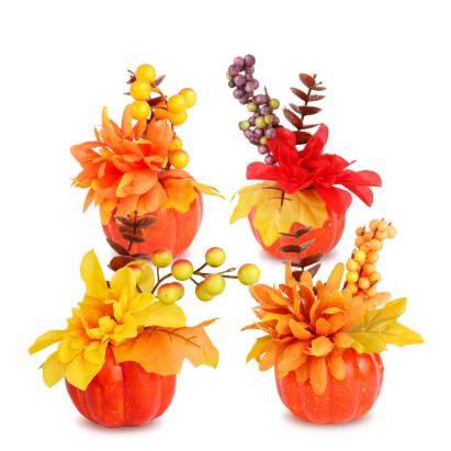 Dovleac decorativ de toamnă cu flori și bobițe – 8 x 10 cm – 4 modele Best CarHome