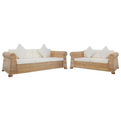 Set de canapele cu perne, 2 piese, natural, ratan GartenMobel Dekor