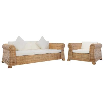Set de canapele cu perne, 2 piese, natural, ratan GartenMobel Dekor