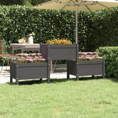 Jardinieră, gri, 178,5x44x75 cm, lemn masiv de pin GartenMobel Dekor