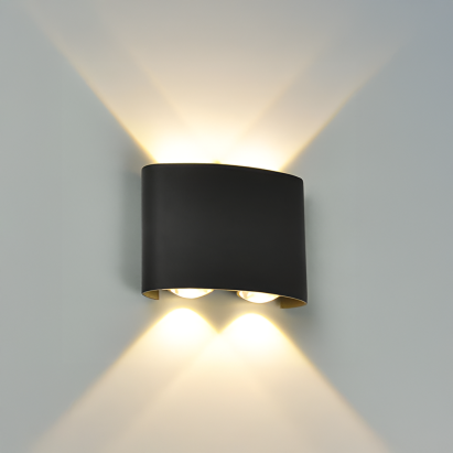Aplica LED de Exterior si Interior, 4 Surse x 1W, IP65, ABS, Negru, 3000K ModernLight Concept