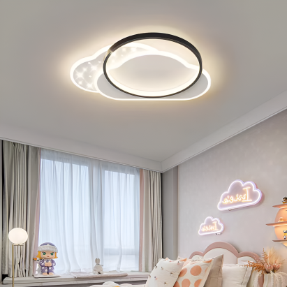Lustra LED cu telecomanda NUVIA 125W, Nor, lumina Rece/Calda/Neutra, Dimabila, Negru si Alb ModernLight Concept
