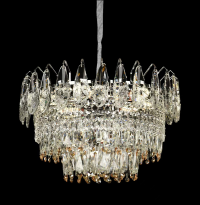 Candelabru Cristal CC6687/500CR 9x E14, Diametru 49cm, Crom Lucios, Inaltime Reglabil ModernLight Concept