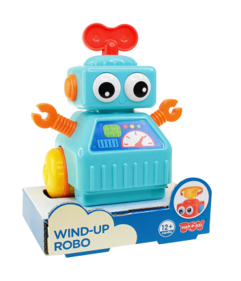 Jucarie interactiva - Robotel cu cheita (albastru) PlayLearn Toys