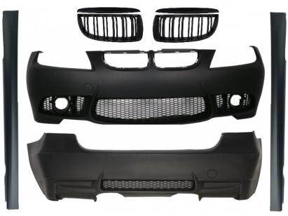 Kit Exterior BMW E90 Seria 3 (2004-2008) Non-Facelift M3 Design cu Grila Dubla Negru Lucios Performance AutoTuning