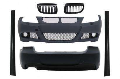 Kit Exterior BMW Seria 3 E90 (2005-2008) M-Technik Design cu Grile Centrale Negru Lucios Performance AutoTuning