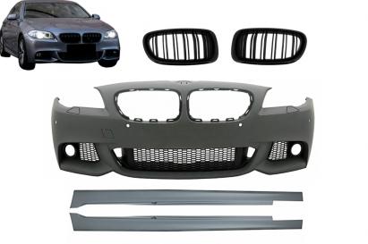 Bara Fata cu Praguri Laterale si Grile Centrale BMW Seria 5 F10 F11 (07.2010-2013) Non LCI Sedan Touring M-Technik Design Performance AutoTuning