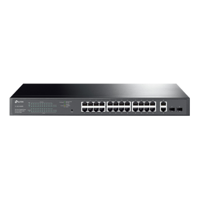 Switch 24 porturi PoE+ Gigabit, 2 porturi RJ45 Gigabit, 2 x SFP Gigabit, Managed - TP-Link TL-SG1428PE SafetyGuard Surveillance
