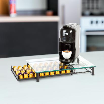 Suport metalic pentru capsule de cafea – 60 capsule Nespresso – 410 x 260 x 60 mm – negru mat Best CarHome
