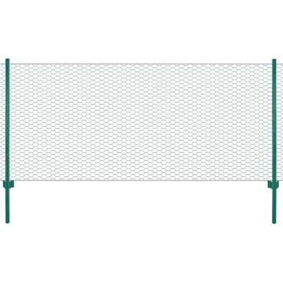 Gard din plasă de sârmă cu stâlpi, verde, 25 x 1 m, oțel GartenMobel Dekor